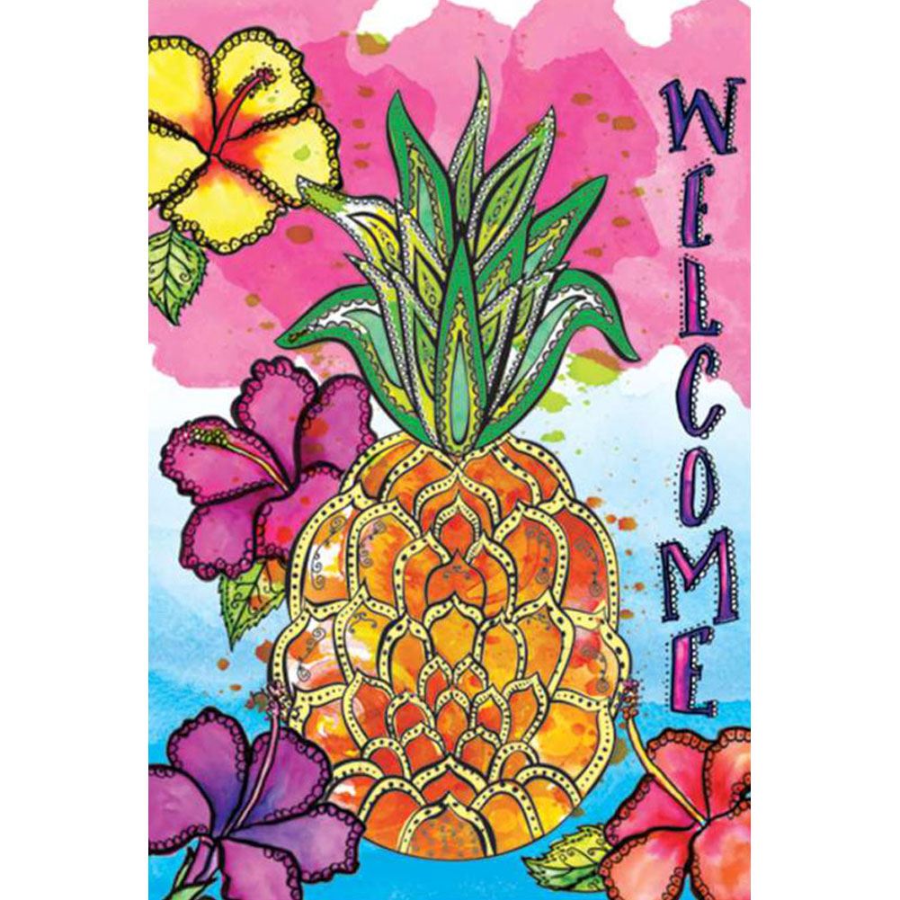 Pineapple on White Flag 12/"x18/" High Quality Hand Sewn in the USA