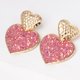 thumbnail image 2 of Pendientes de cuero artificial con forma de corazón de melocotón y lentejuelas brillantes a la moda para mujer (rosa), 2 of 3