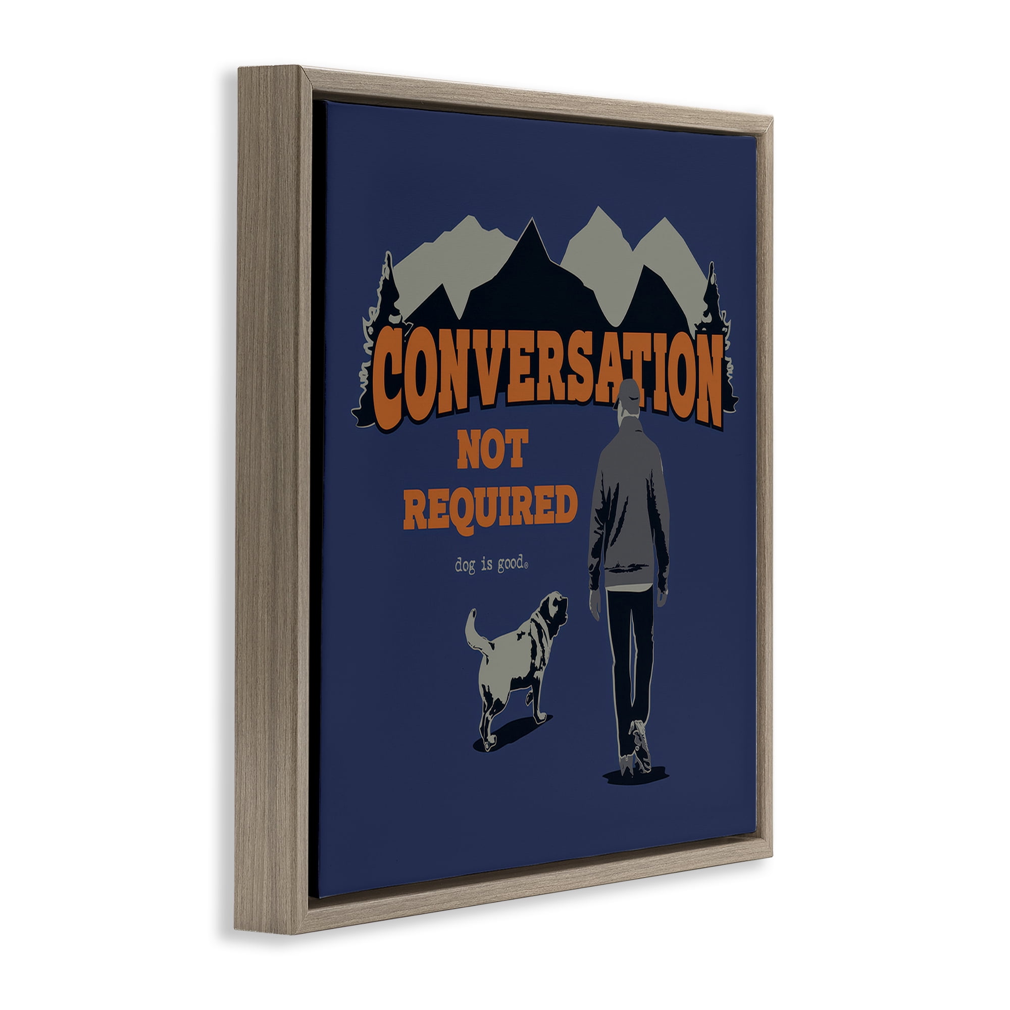 Stupell Industries Conversation Not Required Animals Painting Brown Floater Framed Canvas Art Print Wall Art, 18 x 18