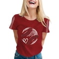 thumbnail image 4 of Red T Shirts for Women Daily Casual Printed Short Sleeve O Neck T Shirt Tops Fashion Clothing, 4 of 6