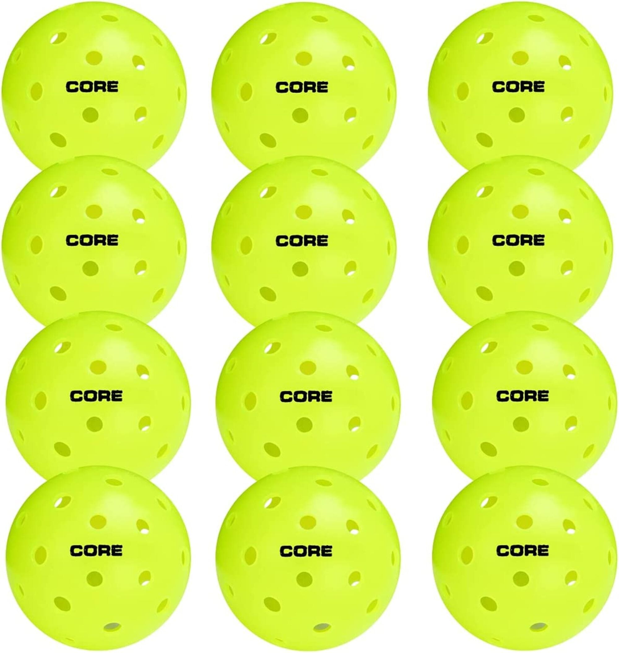 CORE Pickleball Balls for Beginner to Pro Players - USAPA Approved Indoor Outdoor, 40 Hole (Neon Green, 12 Pack)