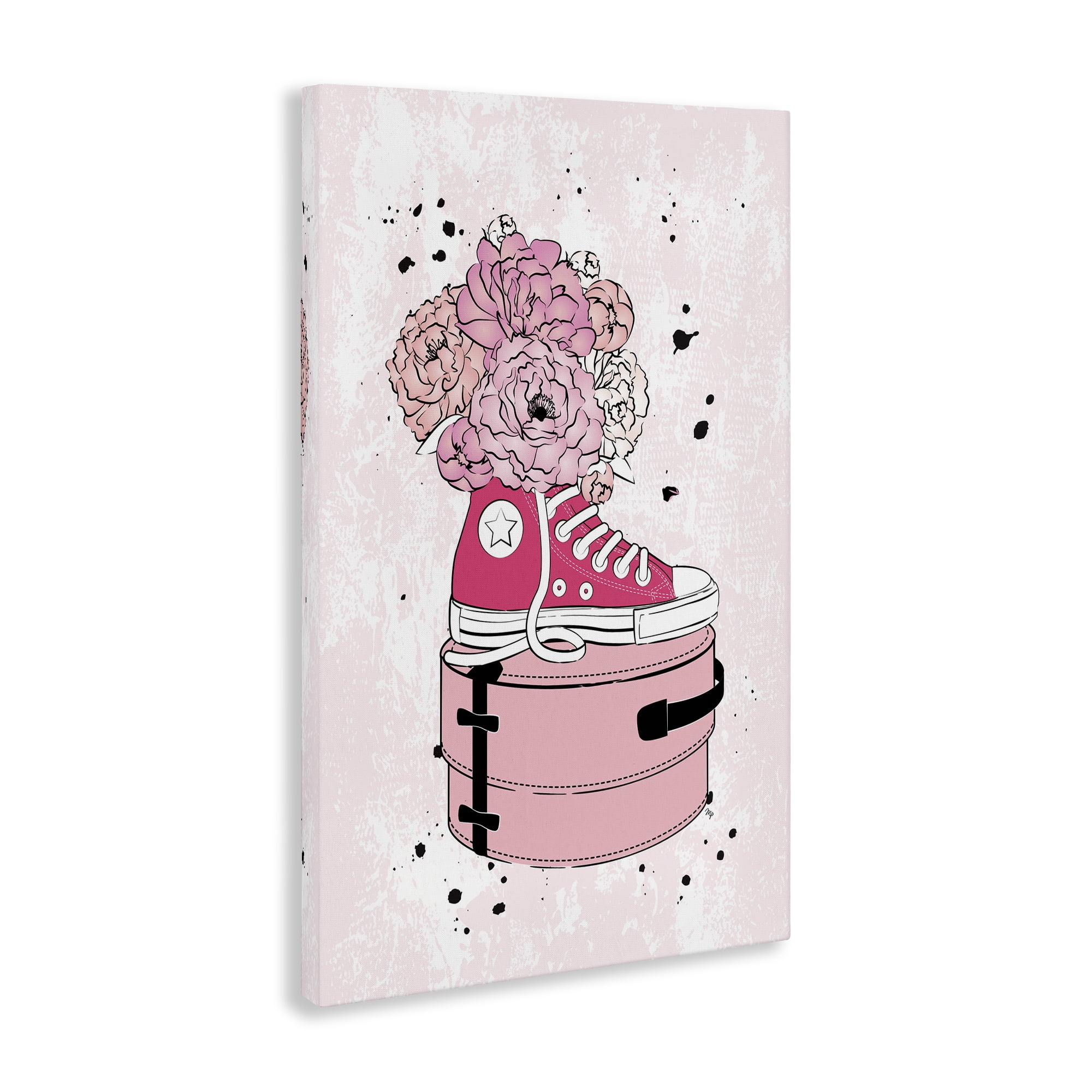 Stupell Industries Pink Floral Sneaker Beauty & Fashion Painting Gallery Wrapped Canvas Art Print Wall Art, 20 x 30