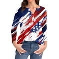 thumbnail image 5 of Women's Breathable V-Neck 3/4 Sleeve Tee, Patriotic Independence Day Print Casual Top for Hiking & Camping, Moisture-Management Fabric,Royal Blue 3XL, 5 of 5