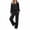 Black, variant on Fengactive Womens 2 Piece Lounge Set Long Sleeve Collared Top and Drawstring Wide Leg Pants