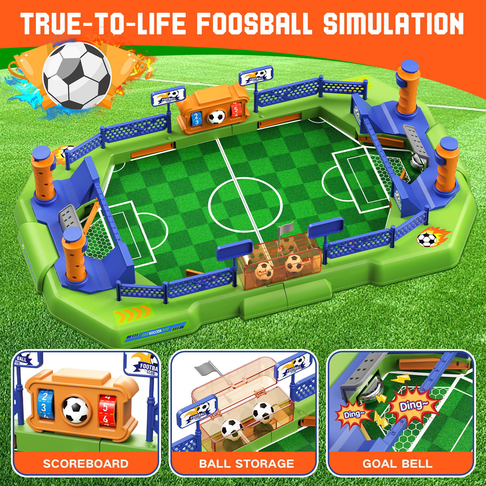 Aliex Mini Foosball Table Game for Kids – Soccer Board Game, Portable Tabletop Pinball Interactive Sports Game, Educational & Active Toy for Boys Girls Ages 3+
