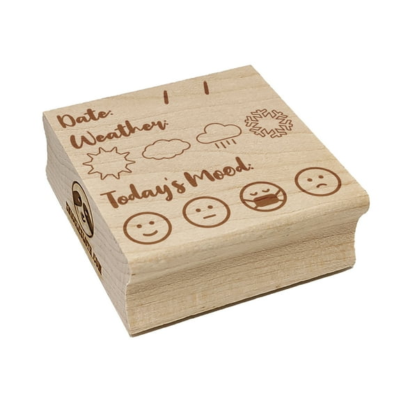 Date Fill-In with Weather Mood Tracker Daily Calendar Square Rubber Stamp Stamping Scrapbooking Crafting - Small 1.25in