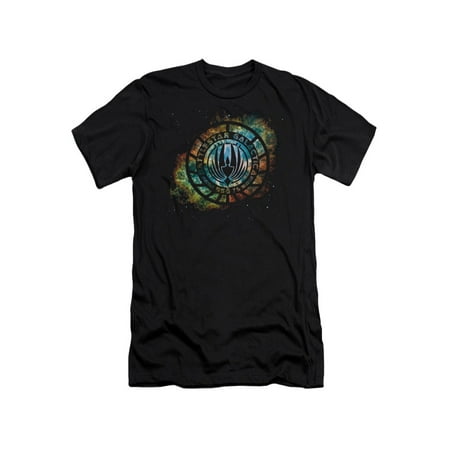 - Battlestar Galactica TV Series Starburst Galaxy Emblem Adult Slim T-Shirt Tee