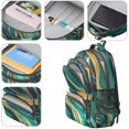 thumbnail image 4 of Teal Gold Marble Backpack for School,Cute School Bag,Schoolbag with Adjustable Shoulder Straps & Padded Back,16.9 Inch, 4 of 5