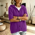 thumbnail image 6 of yillto Womens Short Sleeve Sweater Cardigan with Hooded Button down Casual Loose Knit Coats with Pockets, 6 of 6
