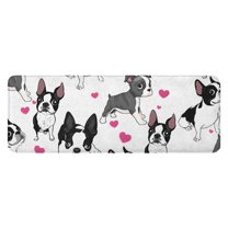 Pug and Love Heart Kitchen Rug Mat,Kitchen Runner Rugs Non Skid Washable,Decorative Kitchen Floor Mats for Kitchen,Sink,Laundry,17"x47.2"