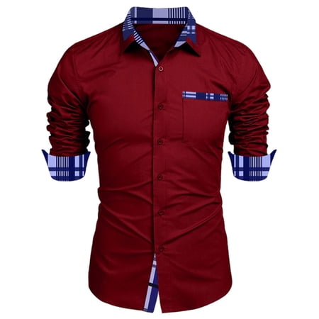 purcolt Mens Button Down Dress Shirts Collared Long Sleeve Slim Fit Business Casual Shirts Lightweight Work Golf Shirt with Pockets