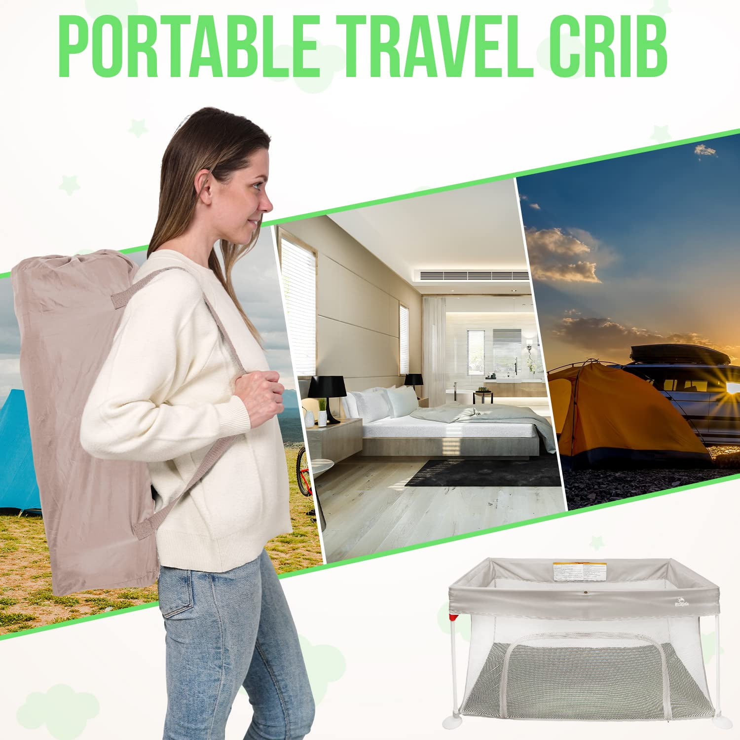 Portable outlet travel crib