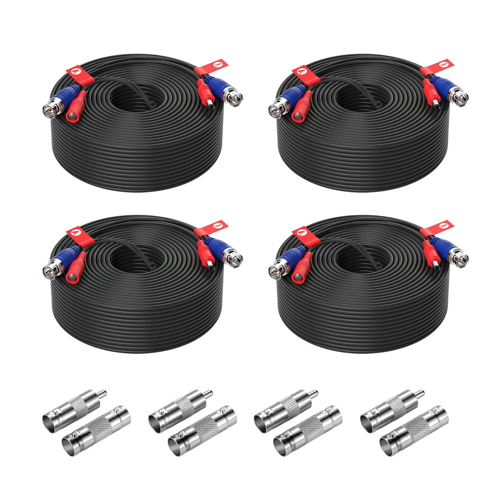 ZOSI 4 Pack 65Feet 20m BNC Video Power Cable Security Camera Wire Cord