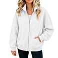 thumbnail image 2 of Edvintorg Jackets for Women Trendy Loose Casual Long Sleeve Coat Zip up Collared Outerwear with Pocket Women Clothing S-2XL White, 2 of 6
