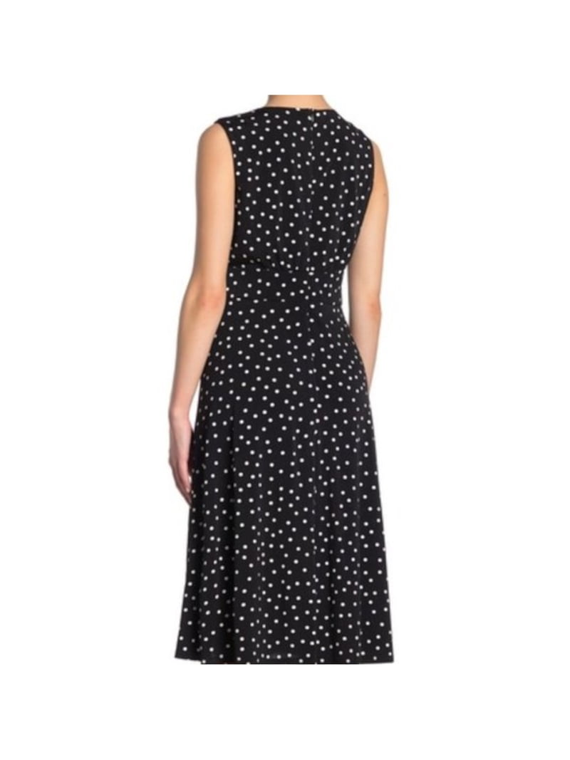 LONDON TIMES Womens Navy Jersey Gathered Zippered Partially Lined Polka Dot  Sleeveless Crew Neck Below The Knee Fit + Flare Dress Petites 12P -  Walmart.com