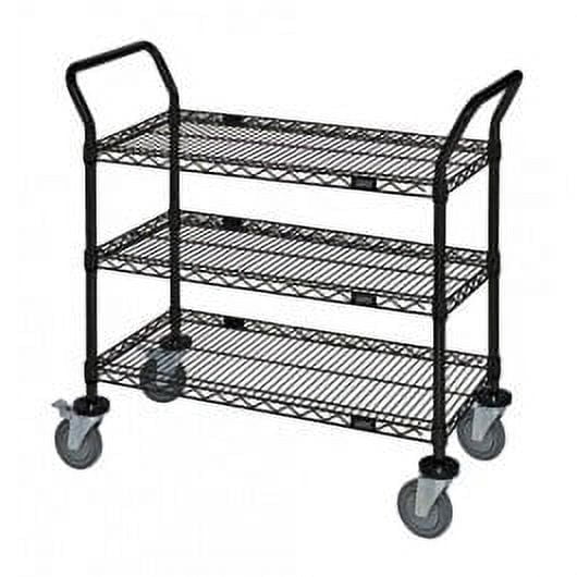 18" Deep x 42" Wide x 39" High 3 Tier Heavy Duty Black Wire Utility Cart