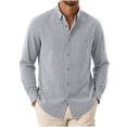 thumbnail image 2 of Yusimy Men's Striped Long Sleeve Shirt, Chest Pocket Turn-Down Collar, Classic Casual Fashion Top for Daily Office Wear, 2 of 6