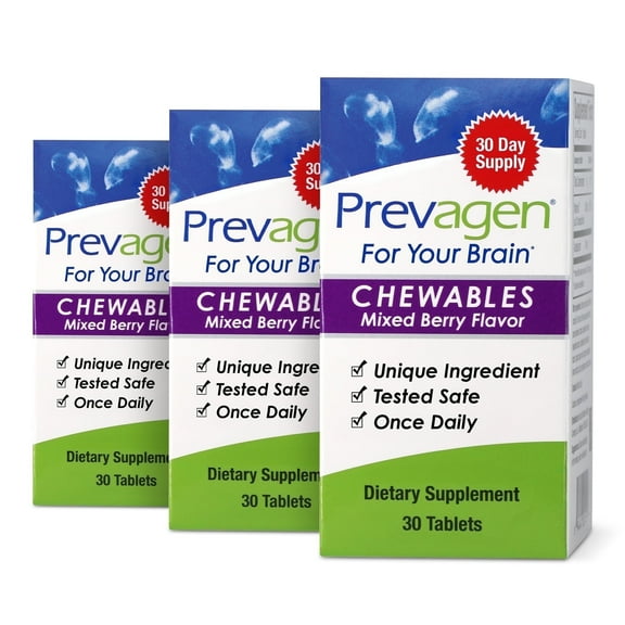Prevagen Regular Strength Mixed Berry Chewables, 30ct 3 Pack, Prevagen with Apoaequorin & Vitamin D