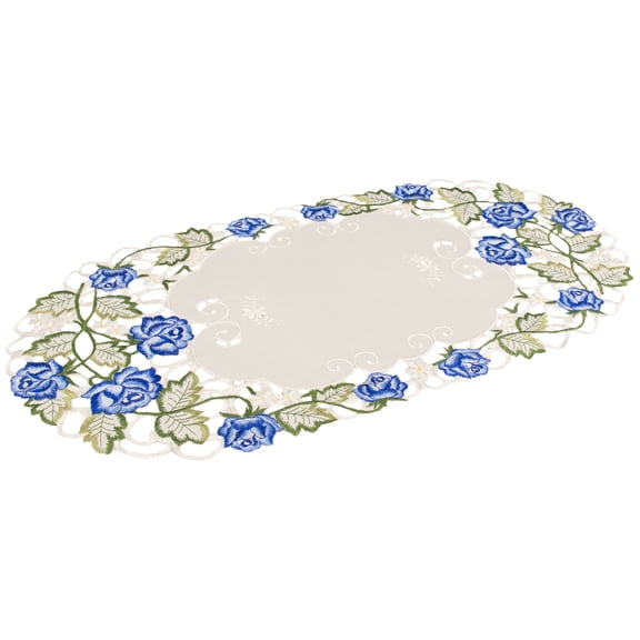 Blue Rose Table Runner (12.5"x26")