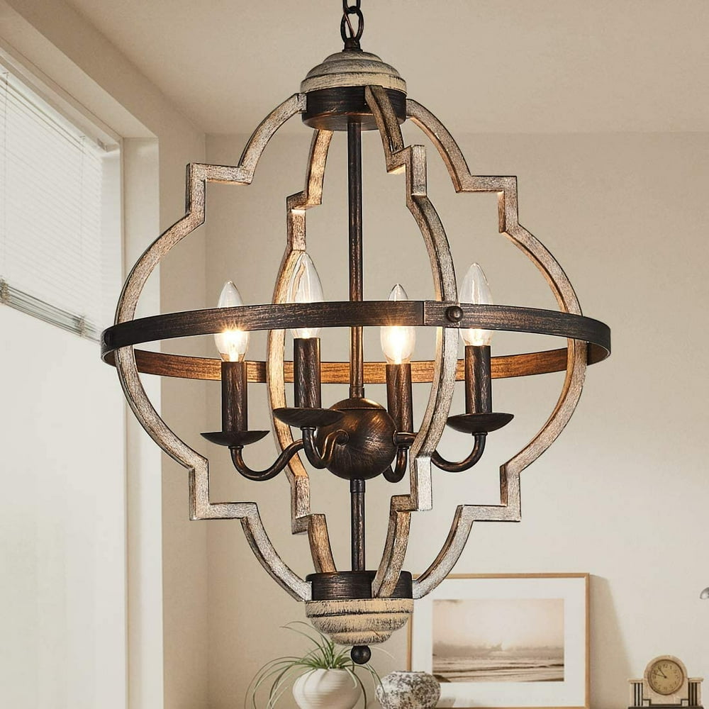 TZOE Orb 4-Light Metal Chandelier，Rustic Vintage Chandelier，Stardust