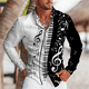 thumbnail image 2 of 2024 Camiseta informal para hombre y mujer, nueva moda, con botones de solapa y estampado de nota musical, ropa de calle para hombre, camisetas de manga larga para hombre, 2 of 4
