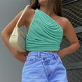 thumbnail image 5 of asdoklhq Blouses for Women Clearance $5,Women's Solid Casual One Shoulder Slim Fit Vest, 5 of 8
