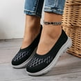 thumbnail image 5 of Women's Low Top Mesh Walking Tennis Shoes Lightweight Wedge Platform Non Slip Soft Sole Casual Sneakers Black Size 7, 5 of 6