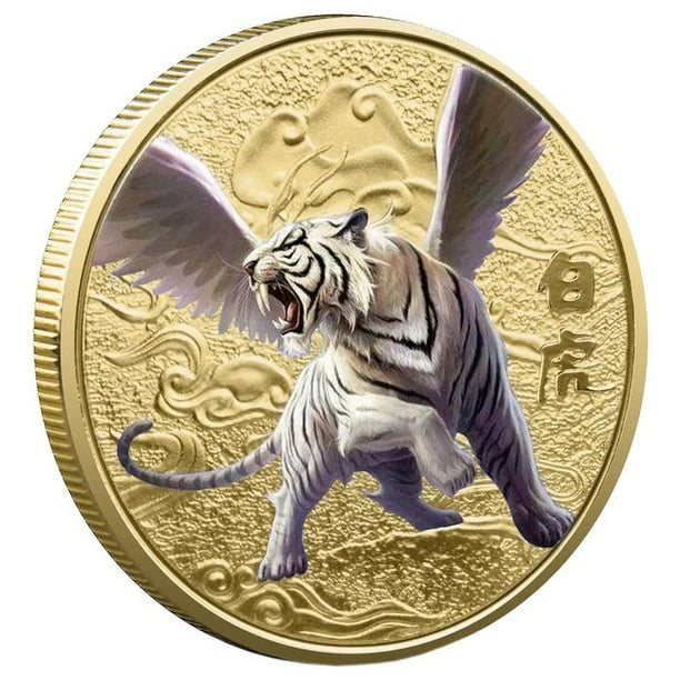 Monedas de Hierro Chapeadas en Oro VentDepot CoinWhiteTiger 1Pza Pinzón Rosa 4cm Espesor 3mm