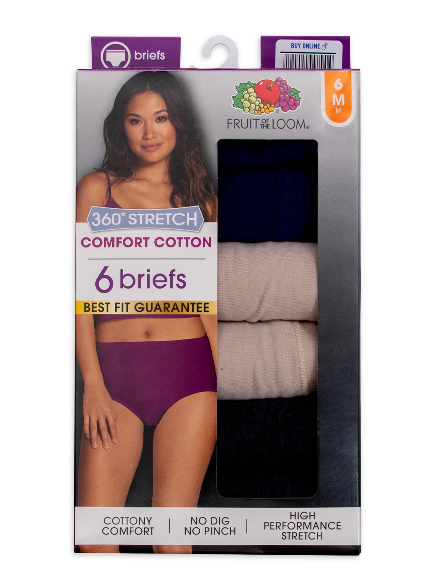 Fruit of the Loom Womens 360 Stretch Comfort Cotton 6-Pack Bikini – S&D Kids