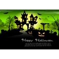thumbnail image 1 of EREHome Polyester Fabric 5x7ft Green Halloween Photo Prop Background Pumpkin Face Castle Bat Photography Backdrops, 1 of 2
