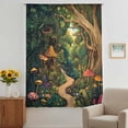 thumbnail image 3 of Forest Sheer Curtains 54 Inches Long, Vintage Cottage Mushroom Tree Floral Green Light Filering Curtains, Breathable Simi Curtain Privacy Drapes for Kitchen Bathroom Nursery Small Window Treatment, 3 of 9
