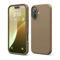 elago Compatible with iPhone 16 Case, Premium Liquid Silicone Case, Full Body Protective Cover, Shockproof, Slim Phone Case, Anti-Scratch Soft Microfiber Lining, 6.1 inch (Brown)
