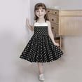thumbnail image 2 of FAOWME Kids Girls Strap Spliced Polka Dot Vintage Children Dress Princess Dress Black 3-4 Years, 2 of 6