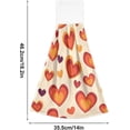 thumbnail image 3 of SKYSONIC 2 Pcs Hanging Hand Towels, Soft Absorbent Retro Valentine Orange Hearts Towel for Kitchen Bathroom, 12"x17", 3 of 7