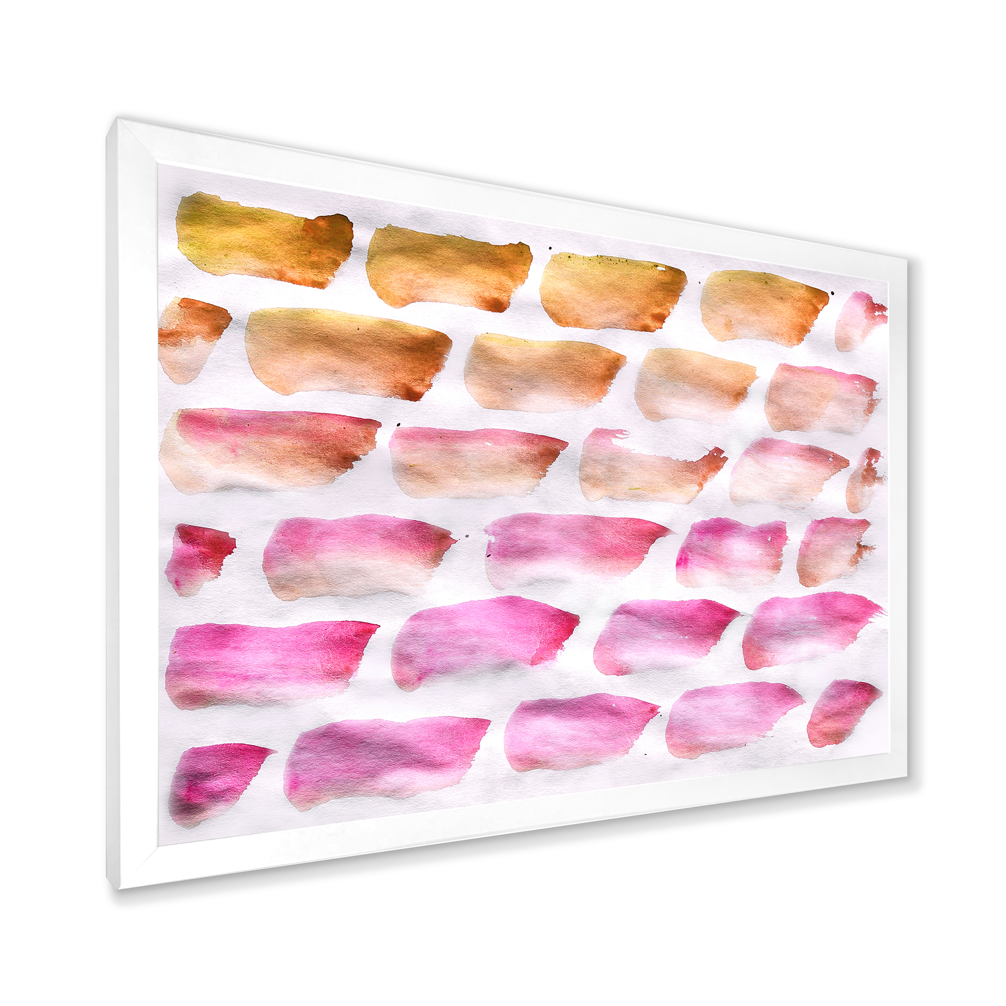 Designart 'Dark Yellow and Pink Abstracts Brushes' Modern Framed Art Print
