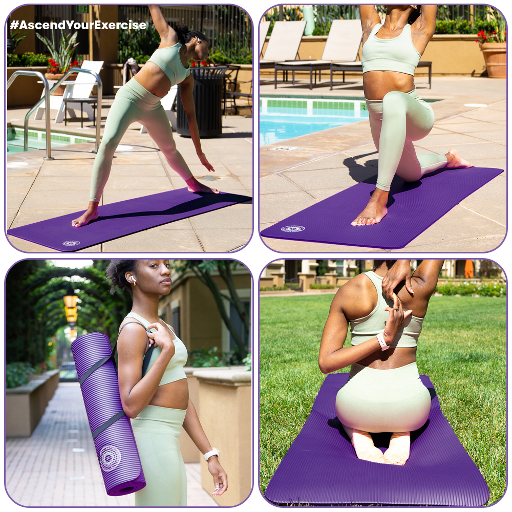 Yoga Mat 10 mm Thickness with Carry Strap | Lightweight and Non slip Yoga Mat