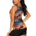 thumbnail image 3 of Uemuo Sunset Dancing Dolphin B Pattern Workout Tank Tops for Women Breathable Moisture-wicking tank top Sleeveless Running Loose Fit Yoga Tops Active Shirts Sports Gym Exercise, 3 of 9
