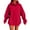 Red, variant on frariair Women's Solid Color Basic Hoodie Oversized Fleece Pullover Sweatshirt With Drop Shoulder Casual Loose Fit Top Grey S