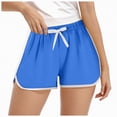 thumbnail image 1 of NIEWTR Girls' Slim Fit Athletic Shorts Adjustment Drawstring Running Shorts Quick Dry Soft Bottom(Blue,13-14 Years), 1 of 5
