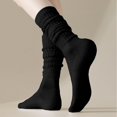 thumbnail image 4 of Yuanlong Womens Stockings Solid Ruched Slouchy Knit Stretchk Mid-Calf Socks Comfort Casual Daily Home Lady Slouch Socks, 4 of 6