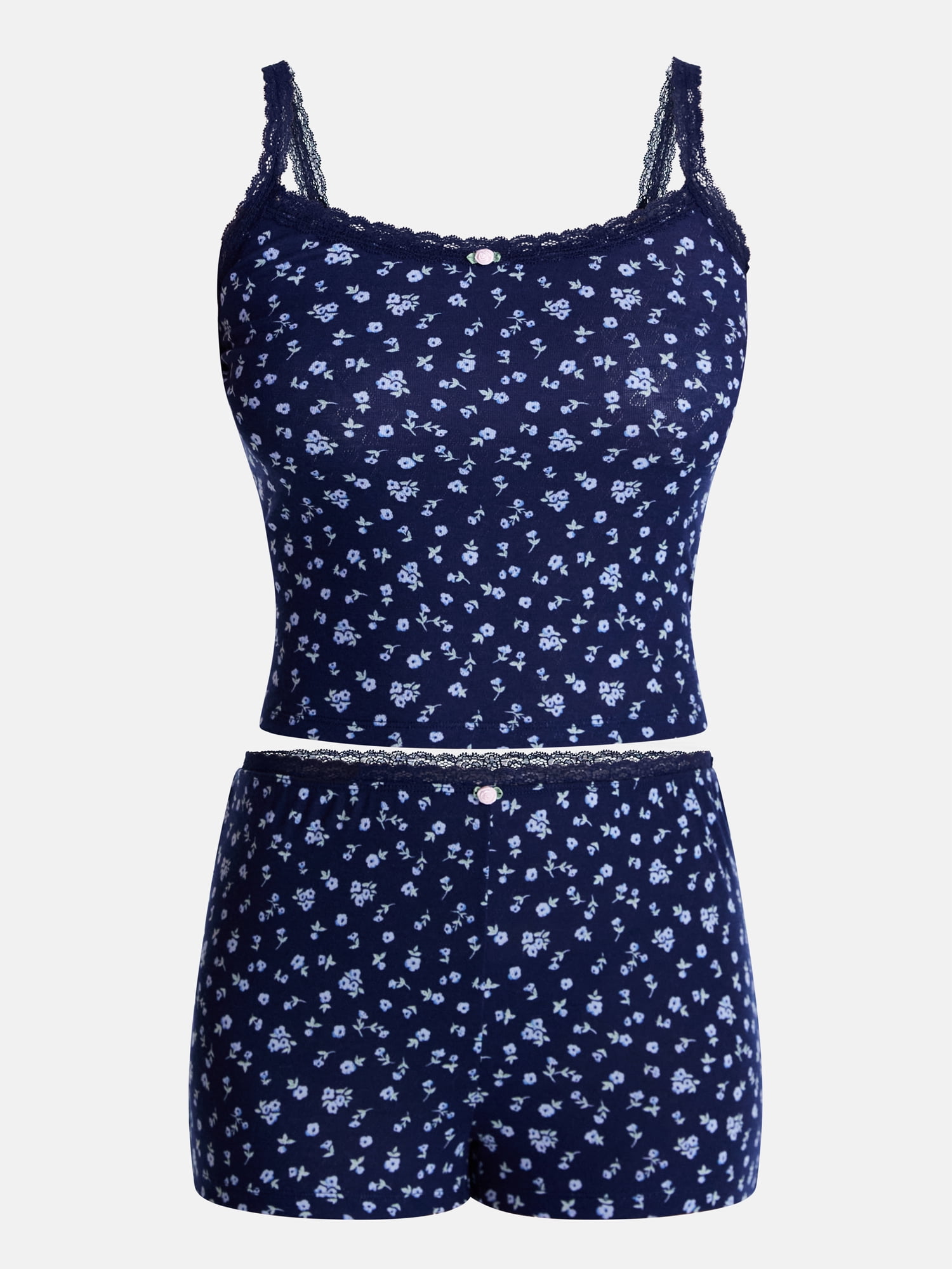 No Boundaries Sleep Top and Shorts Pajama Set, 2-Piece, Women’s XXS-3X