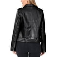 thumbnail image 4 of KOGMO Women's Snake Embossed Vegan Leather Moto Jacket with Belt, 4 of 5