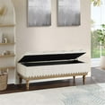 thumbnail image 3 of Landis Storage Bench in Linen White Fabric and Brushed Legs, 3 of 12