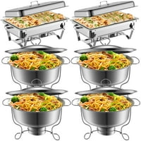 6-Pack Famistar Stainless Steel 4 Round Chafing Dish Buffet Set