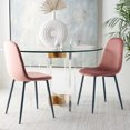thumbnail image 4 of SAFAVIEH Blaire Contemporary Polyester Solid Dining Side Chair, Pink/Dark Grey (Set of 2), 4 of 14