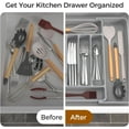 thumbnail image 6 of Extra Large Expandable Silverware Organizer, BPA-Free Food-Safe Cutlery Flatware Organizer, Kitchen Utensil Drawer Organizer, Adjustable Silverware Holder for Spoons Forks Knives, Gray, 6 of 16
