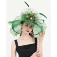 thumbnail image 4 of Women's Kentucky Derby Church Dress Hat Wide Brim Leaf Flower Bridal Shower Hat, 4 of 5