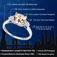 thumbnail image 2 of Gem Stone King 10K White Gold Peach Morganite and Moissanite 3-Stone Engagement Ring for Women | 1.56 Cttw | Cushion 7MM | Gemstone Birthstone | Three Stone Wedding Anniversary Promise Ring| Size 6, 2 of 6