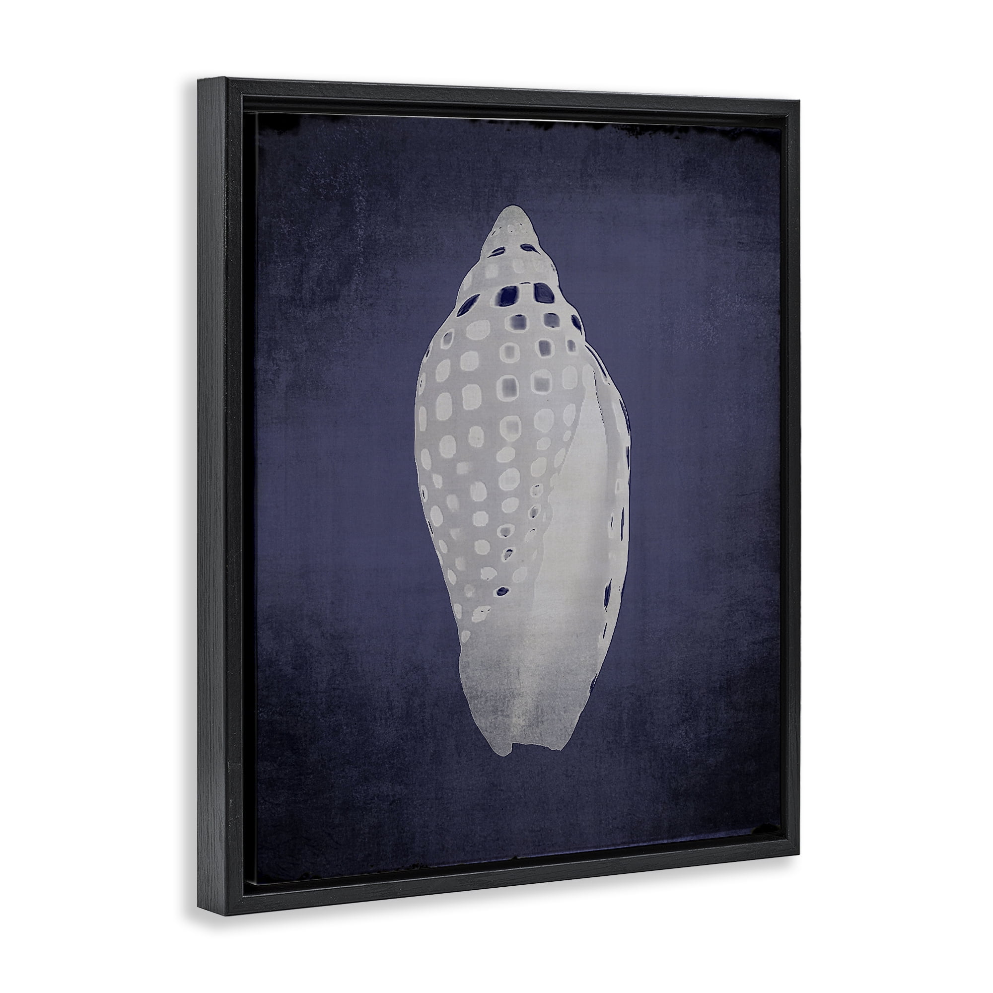 Stupell Industries Junonia on Indigo Nautical & Beach Painting Black Floater Framed Canvas Art Print Wall Art, 17 x 21