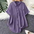 thumbnail image 2 of XuJwPNcy Button Down Shirts for Women Short Sleeve Lapel Tops Comfy Chino T Shirts Basic Tunic Summer Tees with Pocket, 2 of 6